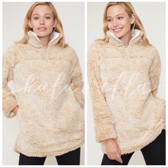 Jackets & Blazers - Beige faux Sherpa sweater